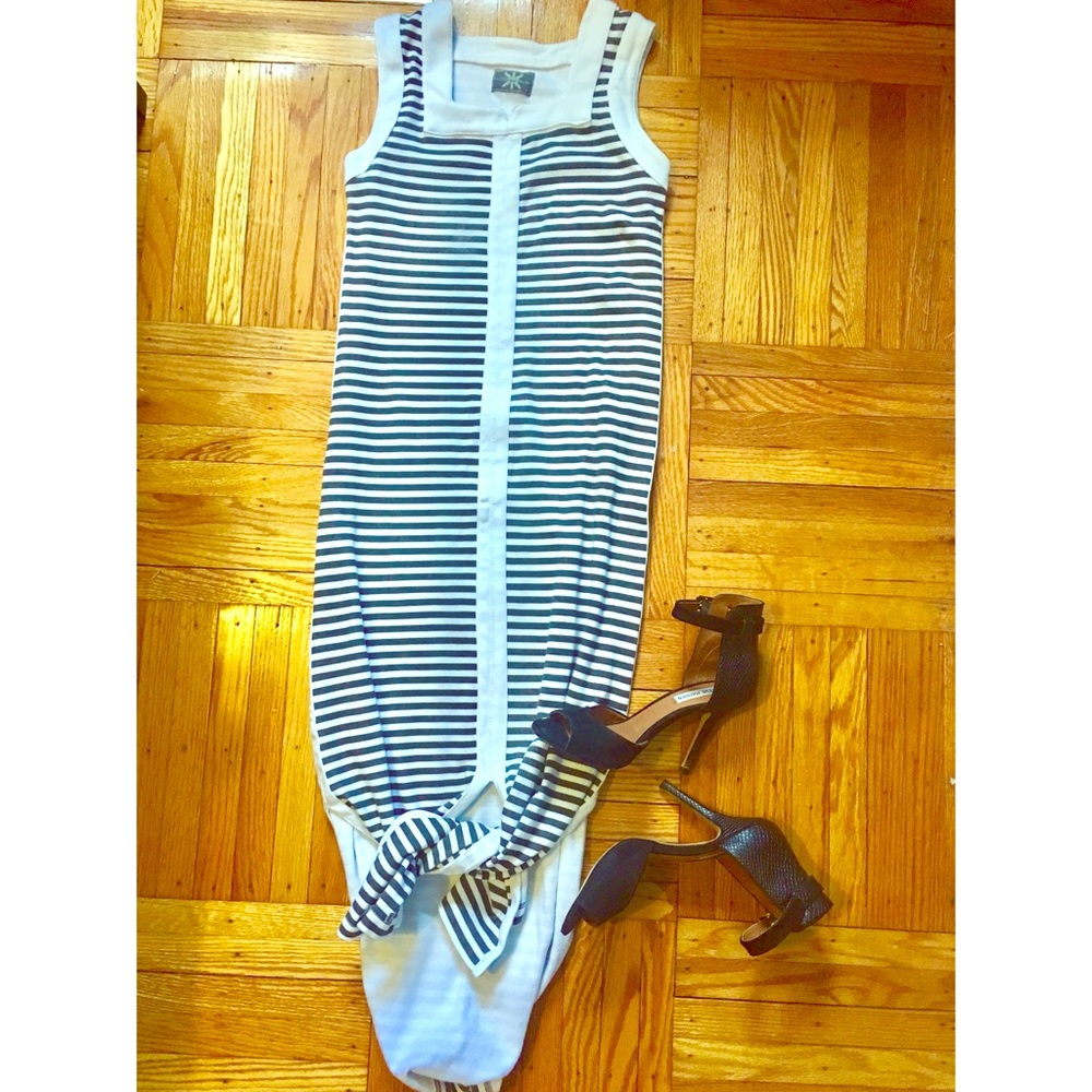 Green and white striped Maxi Dress